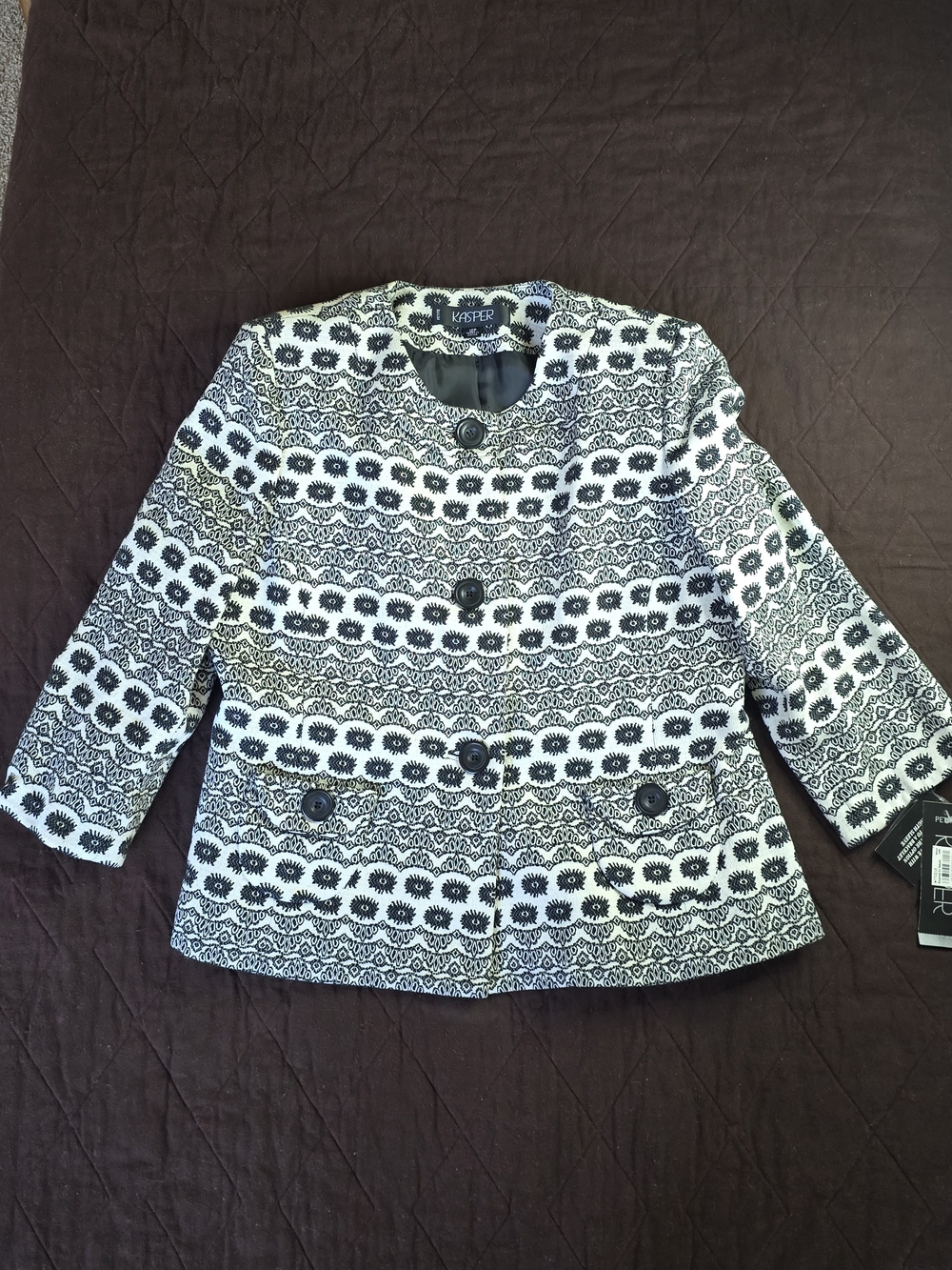 Kasper Black & White Patterned Women's Jacket